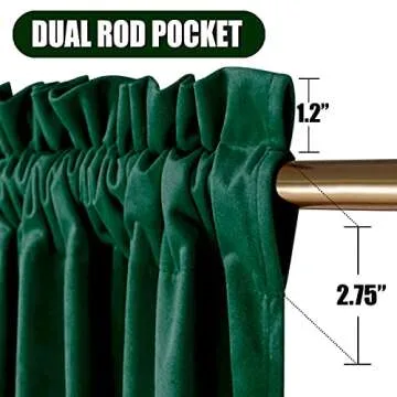 SOFJAGETQ Christmas Green Velvet Curtains 96 inch Long-Room Darkening Rod Pocket Super Soft Luvury Curtains for Living Room and Bedroom, Decoration Window Curtain Panels,Emerbard Green