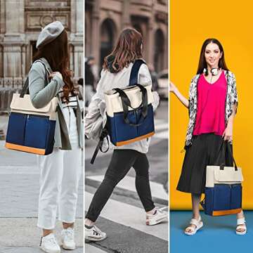 CYUREAY Women Convertible Tote Daypack Laptop Backpack with USB Charging Port