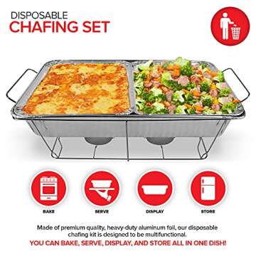 Chafing Dish Buffet Set - Disposable Aluminum Trays for Events