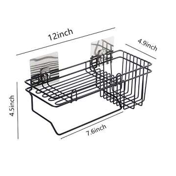 YCOCO Kitchen Sponge Holder,sink caddy with soap dispenser and Sink Brush Caddy Soap Dishwashing Liquid Drainer Rack, Kitchen Sink Sponge Basket with Adhesive,Pack of 1