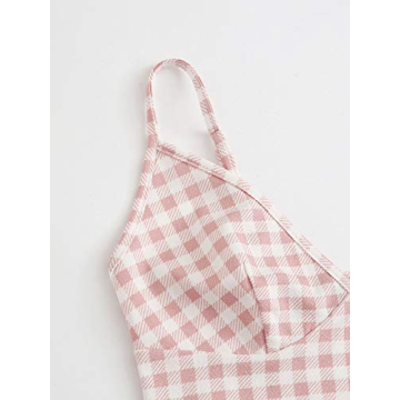 Floerns Women's Plaid Cami Crop Top and Skirt Set