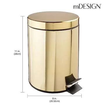 mDesign 1.3 Gallon Modern Round Trash Can with Lid