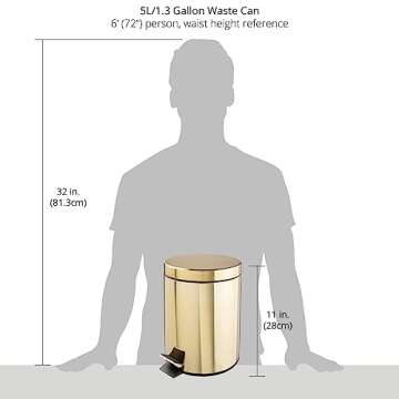 mDesign 1.3 Gallon Modern Round Trash Can with Lid