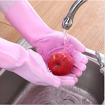 Durable Silicone Cleaning Gloves for Dishes and More