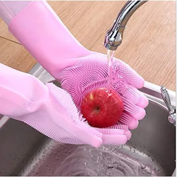 Durable Silicone Cleaning Gloves for Dishes and More