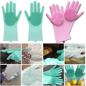 Durable Silicone Cleaning Gloves for Dishes and More