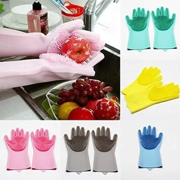 Durable Silicone Cleaning Gloves for Dishes and More