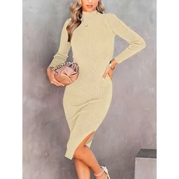 Trendy Slim Fit Midi Dress for Women - ANRABESS 2024