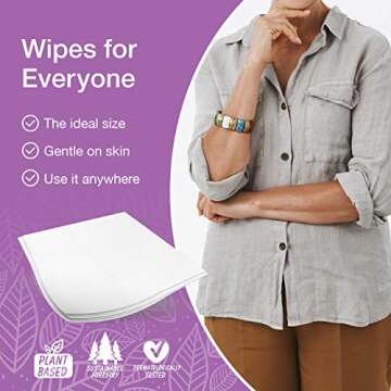 Veeda Natural Cotton Body Wipes for Adults - 50 Count, Hypoallergenic & pH Balanced Wet Wipes - Unscented Personal Cleansing Wipes Safe for Sensitive Skin, Plant based Soft Wipes 50 Count