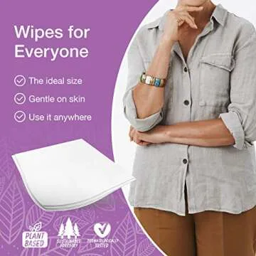 Veeda Natural Cotton Body Wipes for Adults - 50 Count, Hypoallergenic & pH Balanced Wet Wipes - Unscented Personal Cleansing Wipes Safe for Sensitive Skin, Plant based Soft Wipes 50 Count