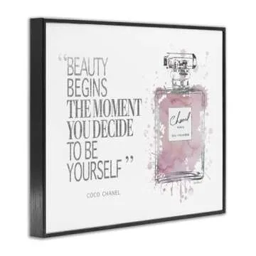 Stupell Industries Beauty Begins Fashion Perfume Black Framed Wall Art, 11 x 14, Design by Artist Amanda Greenwood