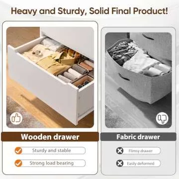 EnHomee 6 Drawers Dresser for Bedroom, Modern Chest of Drawers, White Dresser with Large Organizer, Deep Drawer and Smooth Metal Rail, White