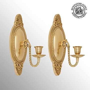 Solid Brass Wall Sconce Candle Holder 9 1/8 Inches H Victorian Vintage Style Decorative Candlestick ...