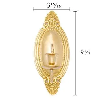 Solid Brass Wall Sconce Candle Holder 9 1/8 Inches H Victorian Vintage Style Decorative Candlestick Holders with Mounting Hardware Antique Wall Mounted Art | Renovators Supply Manufacturing Pack of 2