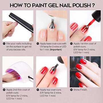 modelones Nude Pink Gel Nail Polish, White Glitter Light Pink Spring Nail Art Set Soak Off Nail Lamp Nail Varnish Gifts Holiday Salon DIY at Home 6 Colors Collection 10ml