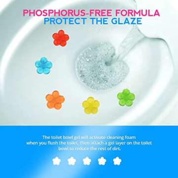 KILOSTEP Flower Toilet Gel Stamp, 60 Count Toilet Bowl Stamp Gel 5 Kinds Of Scent Toilet Bowl Cleaner