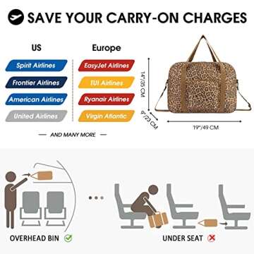 WANDF 18x14x8 Foldable Travel Bag – Ideal Personal Item for Travel