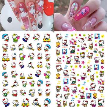 Cute Cat Nail Art Stickers for Women and Girls