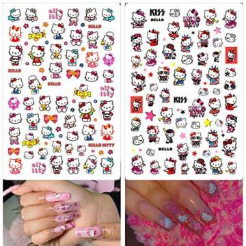 Cute Cat Nail Art Stickers for Women and Girls