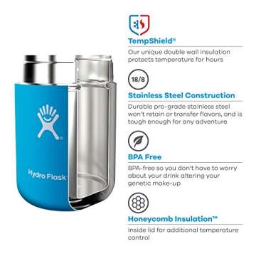 Hydro Flask Food Flask Thermos Jar - Stainless Steel & Vacuum Insulated - Leak Proof Cap - 18 oz, Black