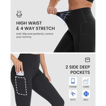 3 Packs Stylish High-Waisted Leggings with Pockets for Women