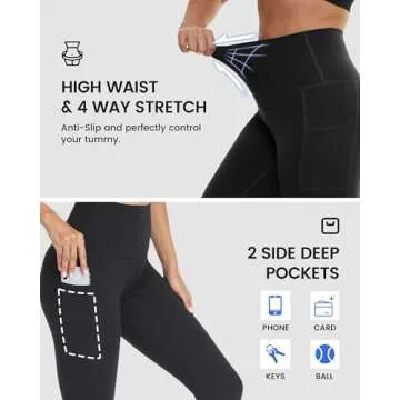 3 Packs Stylish High-Waisted Leggings with Pockets for Women