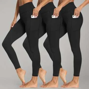 3 Packs Stylish High-Waisted Leggings with Pockets for Women