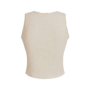 Floerns Women's Letter Print Sleeveless Lace Trim Scoop Neck Crop Tank Top - Fashionable Comfortable...