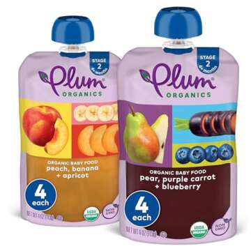 Plum Organics Stage 2 Organic Baby Food - Mixed Fruit & Veggie Pouches (8 Pack)
