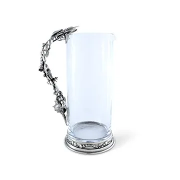 Vagabond House Handcrafted Glass Pitcher with Pewter Handle