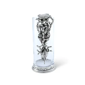 Vagabond House Handcrafted Glass Pitcher with Pewter Handle