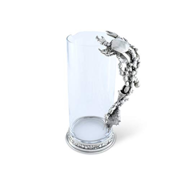 Vagabond House Handcrafted Glass Pitcher with Pewter Handle