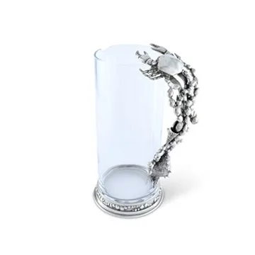 Vagabond House Handcrafted Glass Pitcher with Pewter Handle