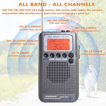 EXMAX EXD-737 Aviation FM/AM/SW/Band Shortwave Radio Receiver NOAA Weather Radios VHF Airband Portab...