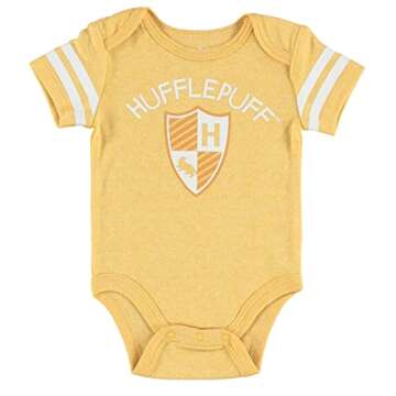 Harry Potter Baby Boys’ Short Sleeve Bodysuit Multipack Gift For Baby Girl or Boy Featuring Four Hogwarts Houses Baby Clothes (4 Pack Multi, 3-6 Months)