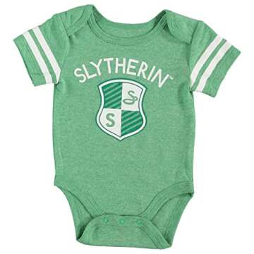 Harry Potter Baby Boys’ Short Sleeve Bodysuit Multipack Gift For Baby Girl or Boy Featuring Four Hogwarts Houses Baby Clothes (4 Pack Multi, 3-6 Months)