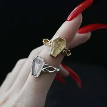 Joliernelle Stainless Steel Coffin Ring for Women