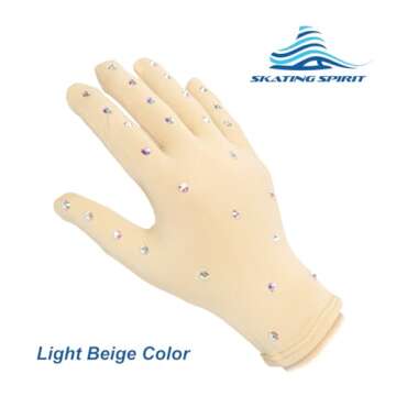 Elegant Rhinestone-Embellished Thermal Gloves for Ice Skating
