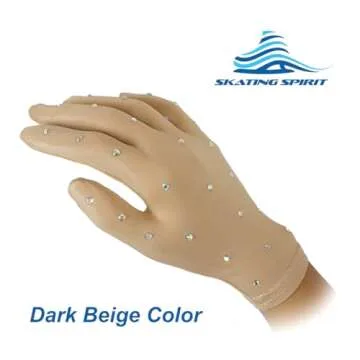 Elegant Figure Skating Gloves with Rhinestone Sparkle