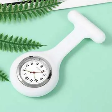 alladaga Set of 3 Nurse Fob Watches, Silicone Doctor Pocket Lapel Clip On Watches Gift (White Pink Rose)