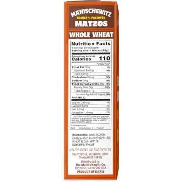 Manischewitz Passover Whole Wheat Matzo 10 oz (3 Pack) Thin, Crisp & Delicious, Just 2 Ingredients!
