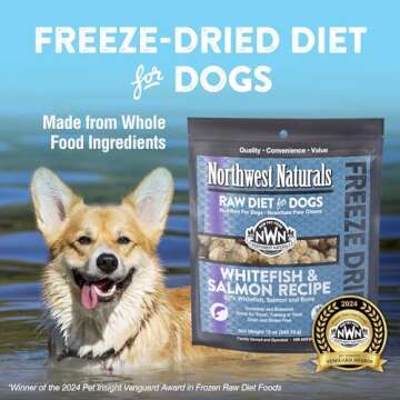 Northwest Naturals Freeze-Dried Whitefish & Salmon Dog Food - Bite-Sized Nuggets - Healthy,-Limited, Human Grade Ingredients, All Natural - 12 Oz