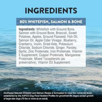 Northwest Naturals Freeze-Dried Whitefish & Salmon Dog Food - Bite-Sized Nuggets - Healthy,-Limited, Human Grade Ingredients, All Natural - 12 Oz