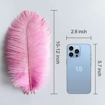 Piokio 20pcs Pink Ostrich Feathers 10-12 inch (25-30cm) Bulk Feathers for Home Decoration and DIY Cl...