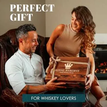 Whiskey Decanter Gift Set by Royal Reserve – Liquor Bourbon Decanter 34 oz 1000 ml with Glasses, Chilling Stones, Coasters and Tong – Whiskey Gifts for Men, Husband, Dad, Boyfriend