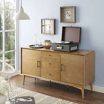 Crosley Furniture Landon Mid Century Sideboard Buffet Cabinet with Storage, Acorn