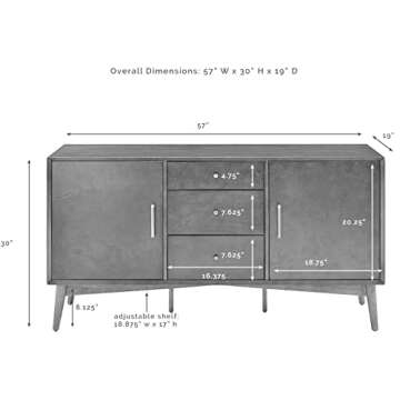 Crosley Furniture Landon Mid Century Sideboard Buffet Cabinet with Storage, Acorn