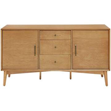Crosley Furniture Landon Mid Century Sideboard Buffet Cabinet with Storage, Acorn