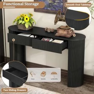 Elegant Fluted Design Console Table for Entryway