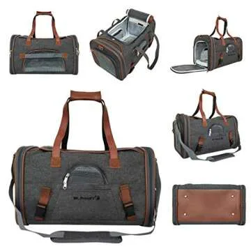 Mr. Peanut's Airline Approved Soft Sided Pet Carrier, Low Profile Gold Series Tote, Premium Brand Self Locking Zippers, Under Seat Compatibility, Plush Faux Fleece Bedding with a Sturdy Plywood Base